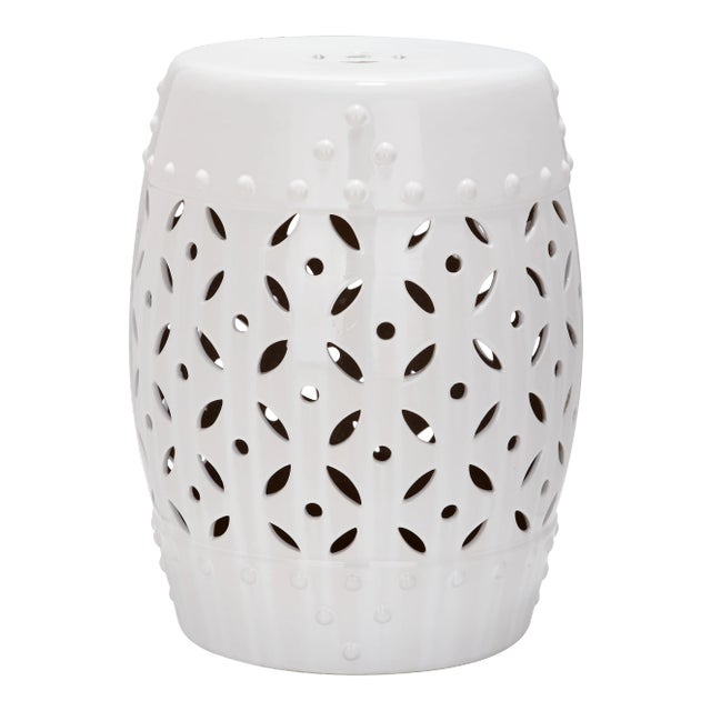 Coin Garden Stool in White For Sale