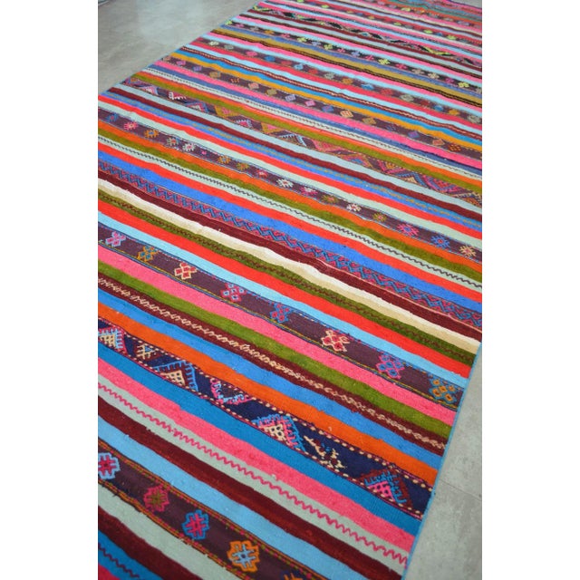 1970s 1970s Turkish Kilim Hand Woven Braided Area Rug - 5′5″ × 10′9″ For Sale - Image 5 of 11