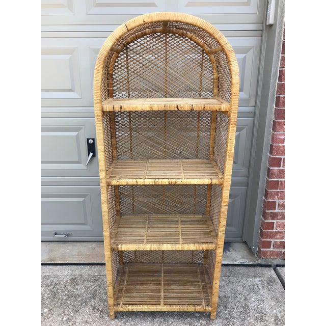 Vintage Rattan Shelf Bookcase Etagere Chairish