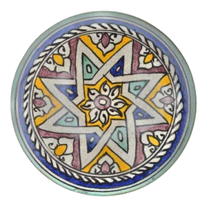 Antique Early 20th Century Colorful Moorish-Star Ceramic Plate