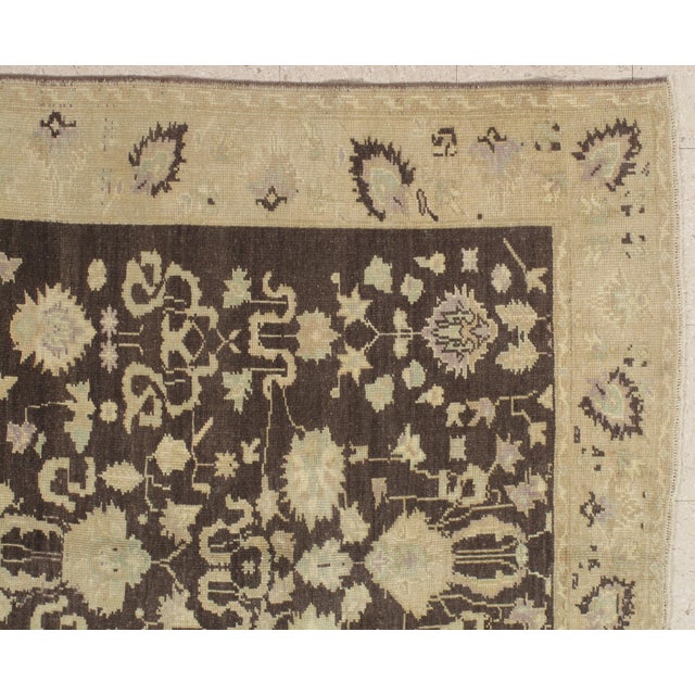 Turkish Antique Oushak Carpet, Handmade Turkish Oriental Rug, Beige, Taupe, Charcoal For Sale - Image 3 of 18