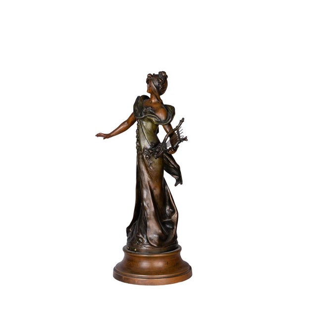 Brown Hippolyte François Moreau, Muse Calliope Statue, 19th Century, Metal For Sale - Image 8 of 8