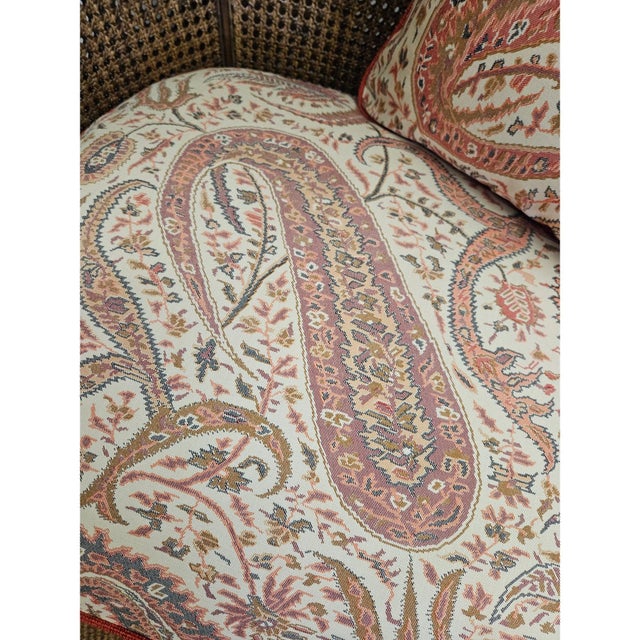Suitable for any room, comfortable Wing Chair with a Down Paisley Linen Seat Cushion Piped in a Burnt Orange. Cushion is...