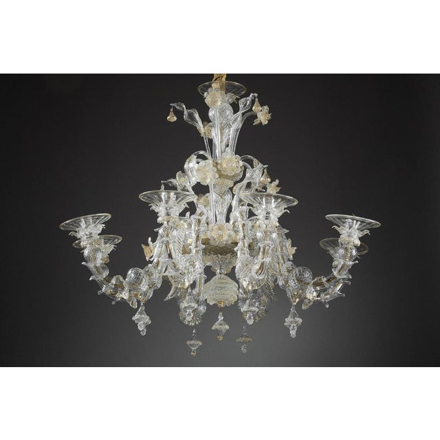 Gold Large Murano Glass and Gold Chandelier For Sale - Image 8 of 18