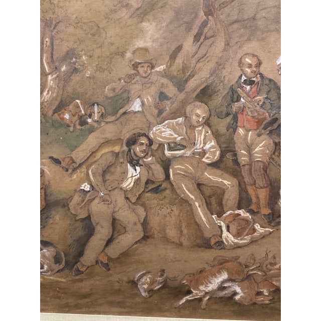 French School Artist, Luncheon After the Hunt, Watercolor and Gouache, 1800s, Framed For Sale - Image 7 of 15
