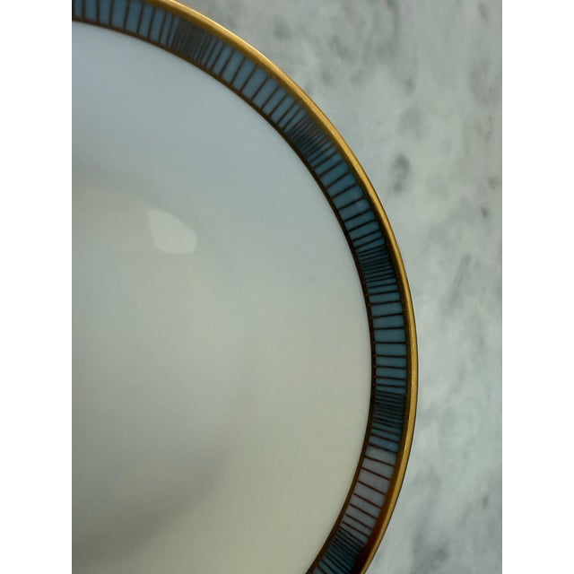 Rosenthal Germany Mid Century Rosenthal Small Plates in the Continental Blue Band Gold Lines Pattern - Set of 6 For Sale - Image 4 of 9