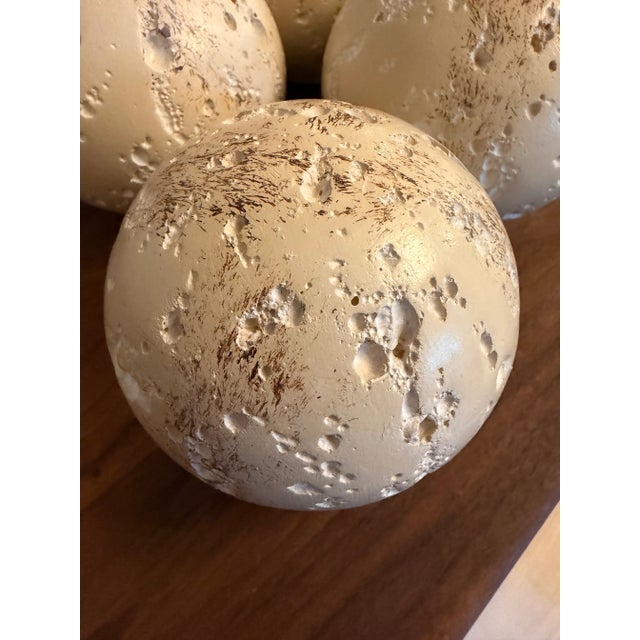 Contemporary Set of 4 Jaru Cast Stone Textured Decorative Spheres For Sale - Image 3 of 5