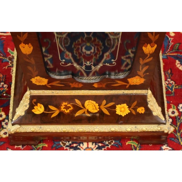 Brown Italian Louis XV Style Inlaid Glass Door Pedestal Cabinet For Sale - Image 8 of 10