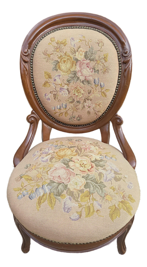 Antique Victorian Needlework Parlor Chair
