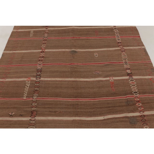 Rug & Kilim Vintage Moroccan Runner With Tribal Designs & Multicolor Stripes - Rug & Kilim For Sale - Image 4 of 9