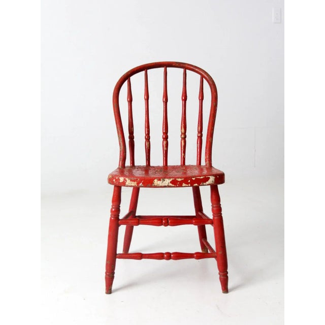 Antique Red Spindle Back Chair For Sale - Image 10 of 12