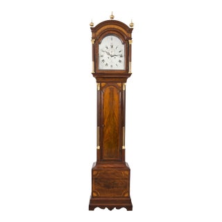 George III Mahogany Inlaid Tall Case Clock by James Clarke, circa 1770 For Sale