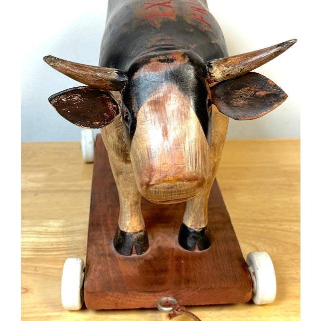 Folk Art Advertising IXL Creamery, 1944, Hand Carved Milk Cow Prize/ Trade Sign For Sale - Image 10 of 12