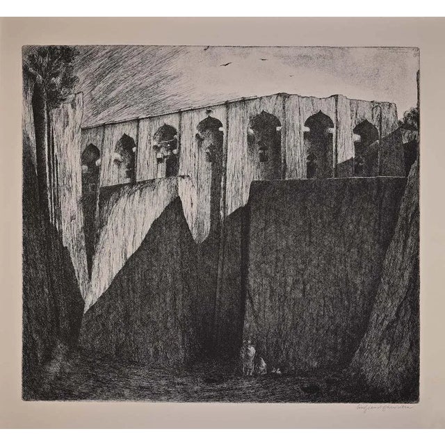 Lalibela - Bièt Gàbriel is an original etching on paper realized by Lino Bianchi Barriviera in 1939-1943. Hand-signed in...