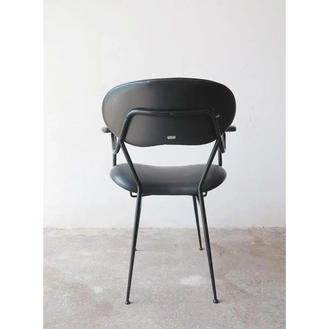 Mid-Century Black Painted Iron Frame and Black Skai Armchair by Gastone Rinaldi, 1950s For Sale - Image 6 of 9