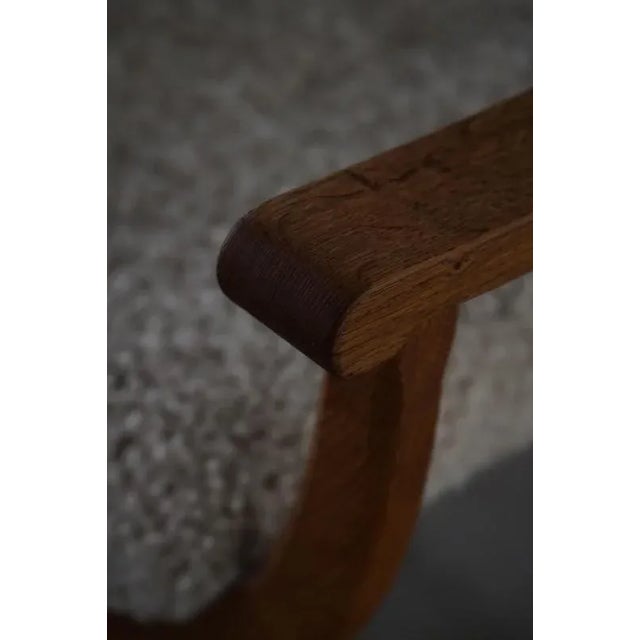 Brown Vintage Kurul Armchair in Oak and Lambswool by Henning Kjærnulf, 1960s For Sale - Image 8 of 18