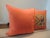 Indian Vintage Bright Orange Indian Suzani Square Decorative Pillows - Set of 2 For Sale - Image 3 of 6