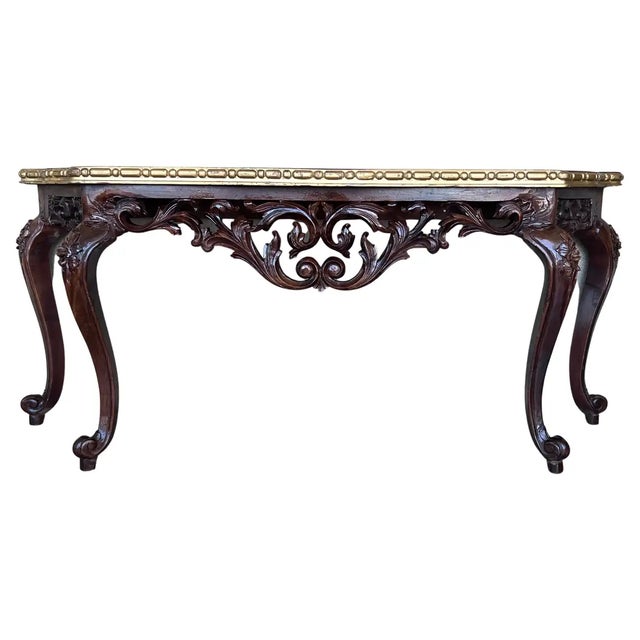 Large French Regency Carved Walnut Console Table With Tilted Edges For Sale - Image 11 of 11