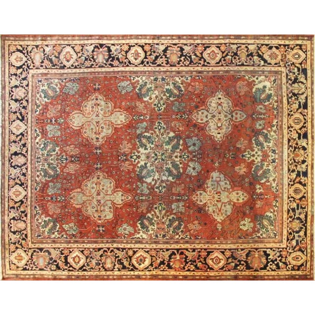 9'1" x 11'9" Antique handwoven northwest Persian Feraghan Sarouk Carpet, c-1870, soft wool, very decorative large flowers...
