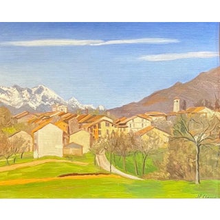 Jean Ferdinand Chomel, Salla Biellese, General View, 1947, Oil on Wood For Sale