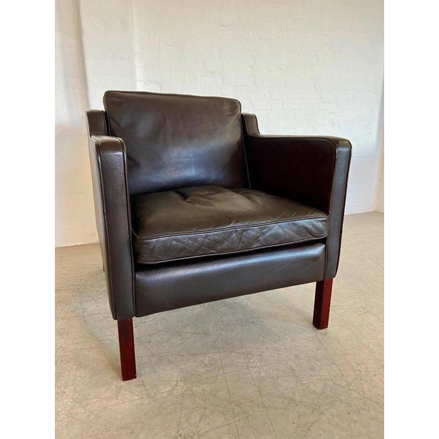 Brown Set of Vintage Danish Brown Leather Lounge Chair and Ottoman from Stouby, 1970s For Sale - Image 8 of 18