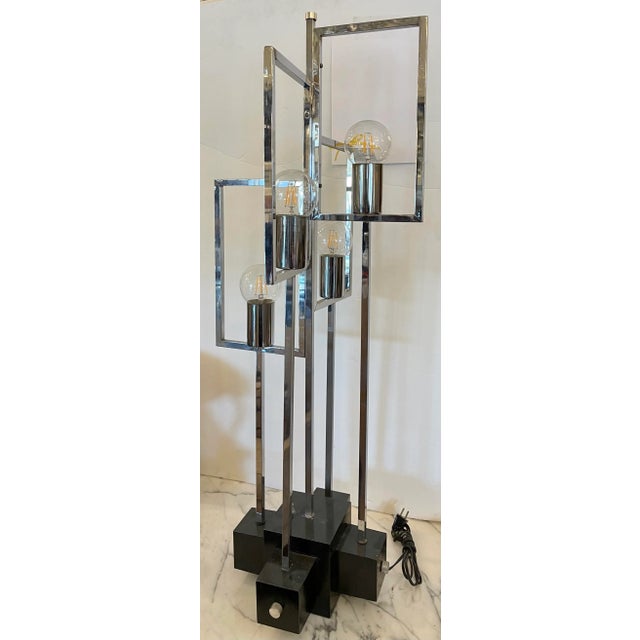 Mid Century Modern Architectural Chrome 4 Light Chrome Table Lamp For Sale - Image 4 of 5