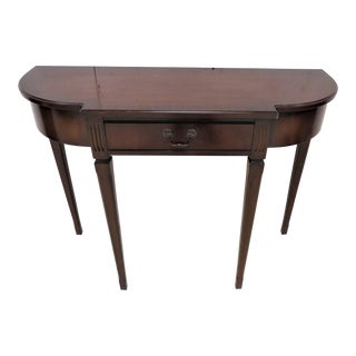 Vintage English Strongbow Furniture Inlaid Mahogany Entry Table For Sale