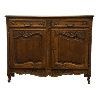 Vintage Antique Solid English Walnut Louis XV French Provincial 51" Sideboard Buffet For Sale