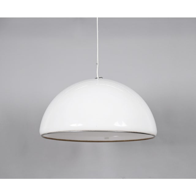 Metal Mid-Century Italian Pendant in Metal and White Acrylic Glass by Harvey Guzzini, 1970s For Sale - Image 7 of 14