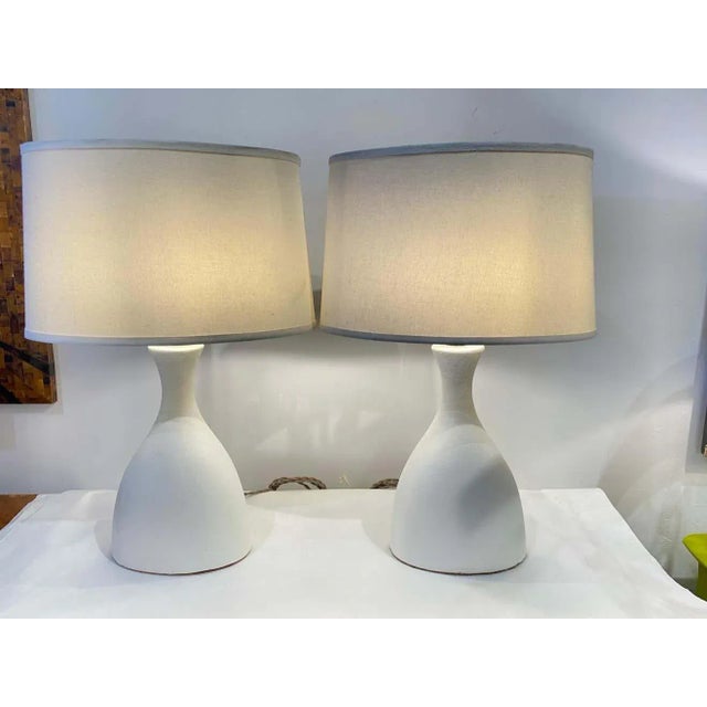 2020s White Concrete Bottle Contoured Table Lamps - A Pair For Sale - Image 5 of 13