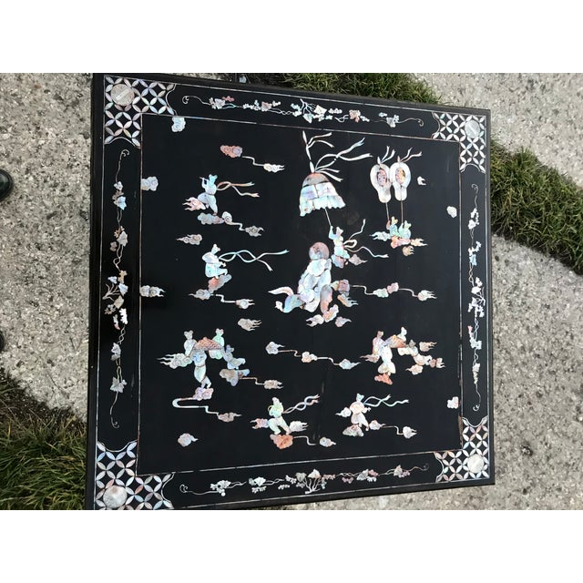 Chinese Side Table in Black Lacquered Wood, 1950s For Sale - Image 12 of 14