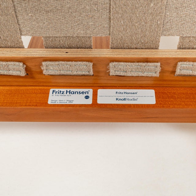 1990s Wegner "China Chair" for Fritz Hansen in Cherry and Leather For Sale - Image 10 of 12