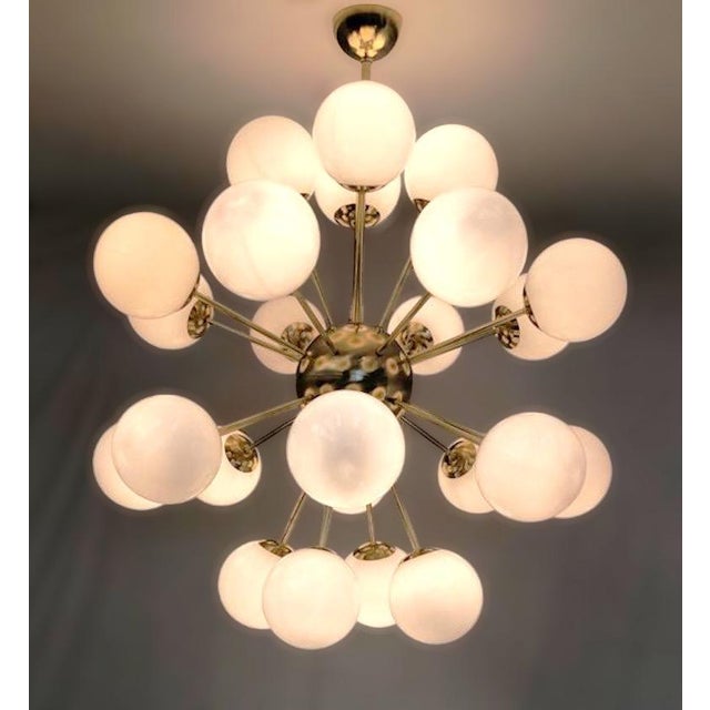 Not Yet Made - Made To Order 21st Century Nova Natural Brass Glossy White Murano Sputnik Chandelier by Fabio LTD For Sale - Image 5 of 7