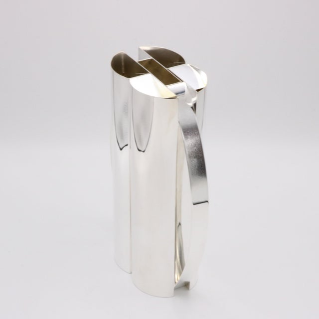 Mario Botta 1980s Pair of Sterling Silver Interlocking Carafes For Sale - Image 4 of 9