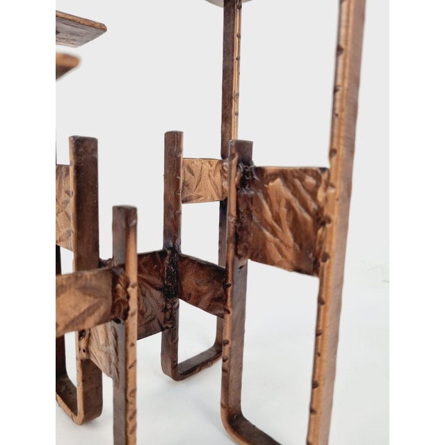 Brutalist Copper Artisan Candlestick, 1970s For Sale - Image 6 of 11