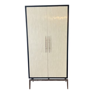 Ironies Brand Cabinet Made of White Bone, Black Gloss Paint, Hammered Steel and Silver Gilt For Sale