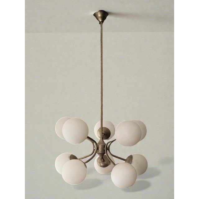 White Vintage Sputnik Pendant Light, 1950s For Sale - Image 8 of 8