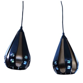 Droplet Pendant Lights in Copper by Werner Schou for Coronell Electrical, Denmark, 1960s, Set of 2 For Sale