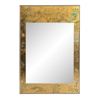 LaBarge Elgomise Chinnoiserie Reverse Gold Painted Mirror, 1986 For Sale