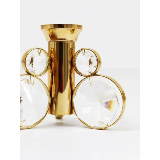 Brass and Crystals Candleholder in the style of Gaetano Sciolari from Palwa, 1970s For Sale - Image 6 of 10