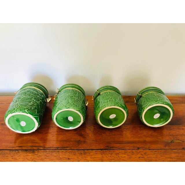Late 20th Century Andrea by Sadek Green Vintage Kitchen Storage Jars - Set of 4 For Sale - Image 5 of 10