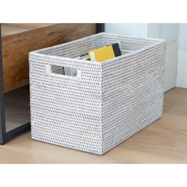 Wood Artifacts Rattan Legal File Storage Box in White Wash For Sale - Image 7 of 8