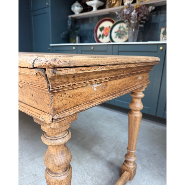 Antique Farmhouse Table with Turned Oak Legs, 1890s For Sale - Image 4 of 13
