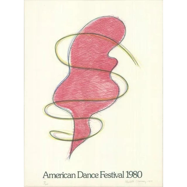 1980 Elizabeth Murray 'American Dance Festival 1980' Modernism Pink & Yellow Lithograph For Sale - Image 4 of 4