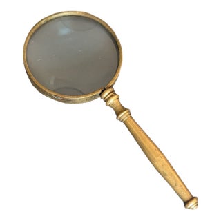 Exemplary Antique Brass Magnifying Glass For Sale