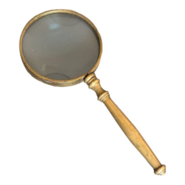 Quintessential Antique Brass Magnifying Glass For Sale