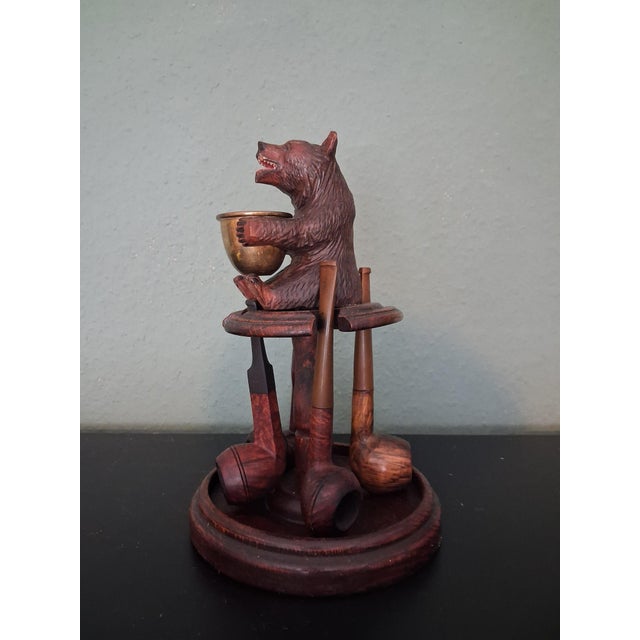 Wood Vintage Ashtray and Pipe Holders, 1950s, Set of 5 For Sale - Image 7 of 9