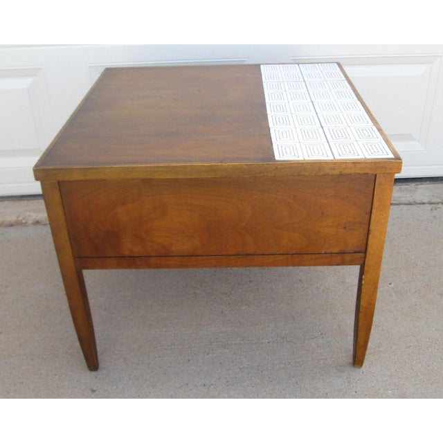 Vintage Mid Century Modern Lane / Virginia Maid Walnut Night Stand / End Table / Side Table with tile top possibly from...
