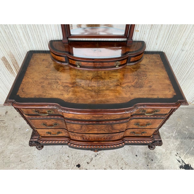 1900s Venetian Baroque Commode Chest of Drawers in Burl Walnut with Ebonized Det For Sale - Image 18 of 18
