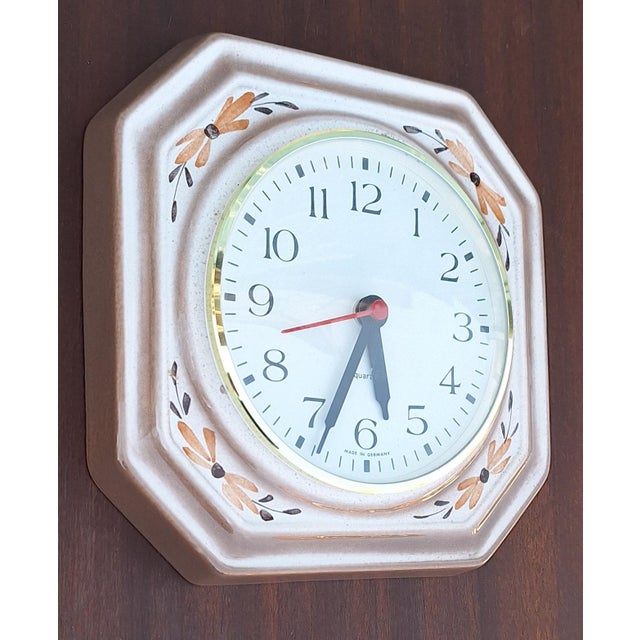 Vintage German Wall Clock with Beige-Brown Ceramic Case from Kienzle, 1995 For Sale - Image 3 of 6